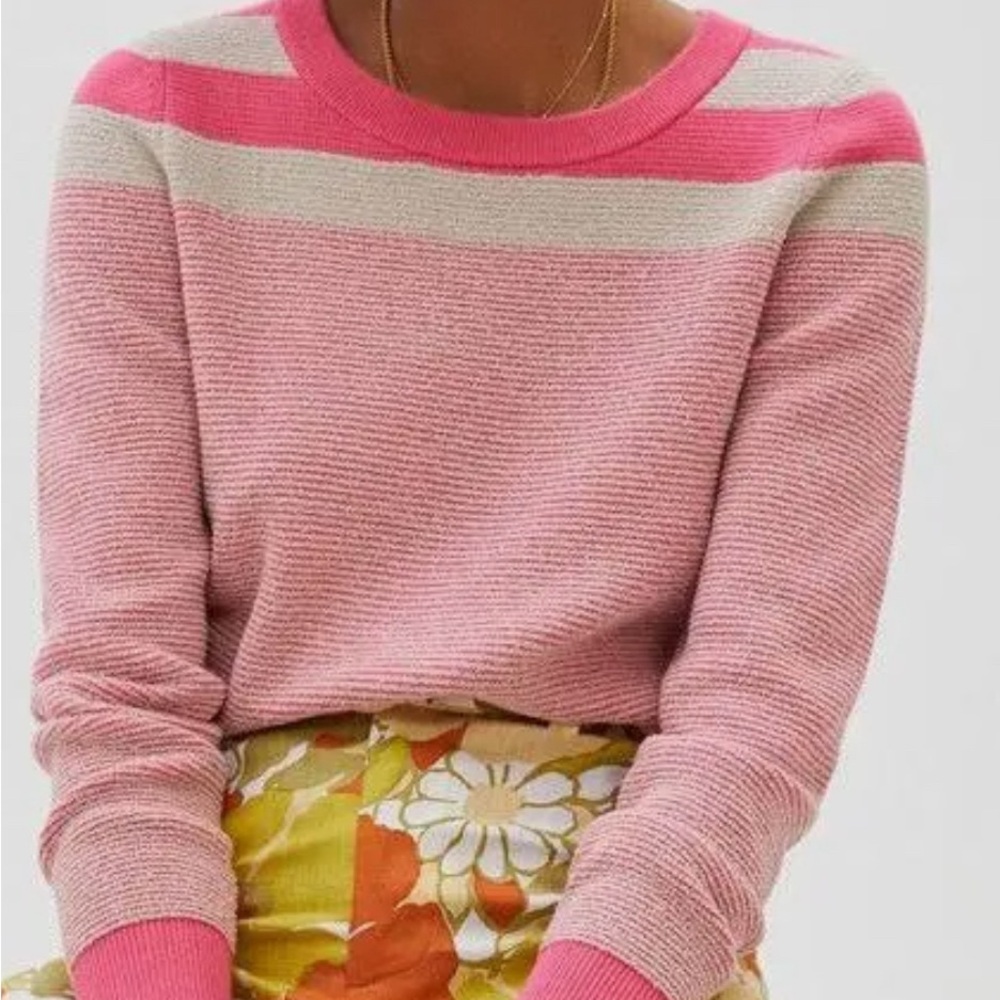 Anthropologie Pink & Beige Color Block Sweater XS